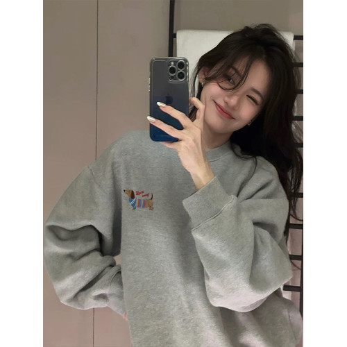 藏藍色圓領衛衣女洋氣2025新款爆款秋季寬松長袖加絨加厚冬季上衣 藏藍色圓領衛衣女洋氣2025新款爆款秋季寬松長袖加絨加厚冬季上衣