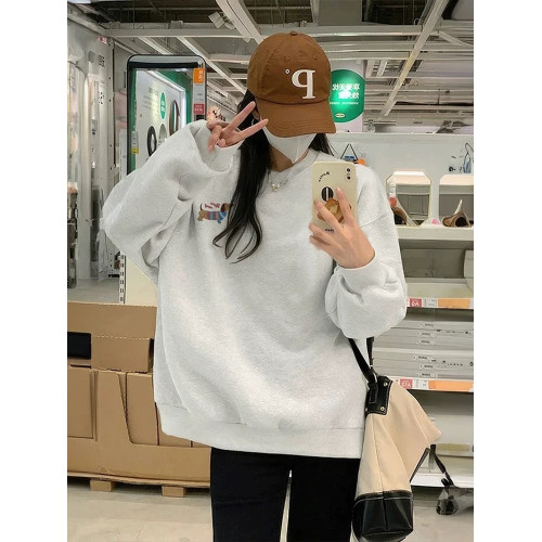 藏藍色圓領衛衣女洋氣2025新款爆款秋季寬松長袖加絨加厚冬季上衣 藏藍色圓領衛衣女洋氣2025新款爆款秋季寬松長袖加絨加厚冬季上衣