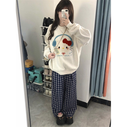 減齡日系可愛kt貓秋冬衛衣女加絨2025新款韓系慵懶學院風穿搭上衣 減齡日系可愛kt貓秋冬衛衣女加絨2025新款韓系慵懶學院風穿搭上衣