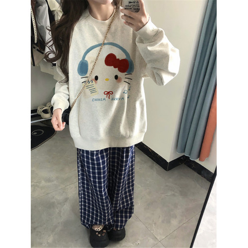 減齡日系可愛kt貓秋冬衛衣女加絨2025新款韓系慵懶學院風穿搭上衣 減齡日系可愛kt貓秋冬衛衣女加絨2025新款韓系慵懶學院風穿搭上衣