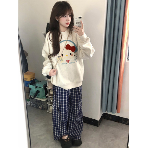 減齡日系可愛kt貓秋冬衛衣女加絨2025新款韓系慵懶學院風穿搭上衣 減齡日系可愛kt貓秋冬衛衣女加絨2025新款韓系慵懶學院風穿搭上衣