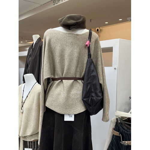 SOFT PUFF韓版十三行女裝2025秋裝新款蝙蝠袖一字領寬松針織衫女 SOFT PUFF韓版十三行女裝2025秋裝新款蝙蝠袖一字領寬松針織衫女