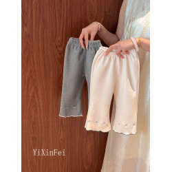 女童一體絨喇叭褲洋氣秋冬裝長褲女寶寶冬季加厚保暖褲子嬰兒童裝