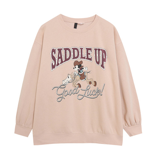 H家聯名~春秋季卡通字母圓領長袖衛衣女寬松落肩加絨減齡上衣 H家聯名~春秋季卡通字母圓領長袖衛衣女寬松落肩加絨減齡上衣