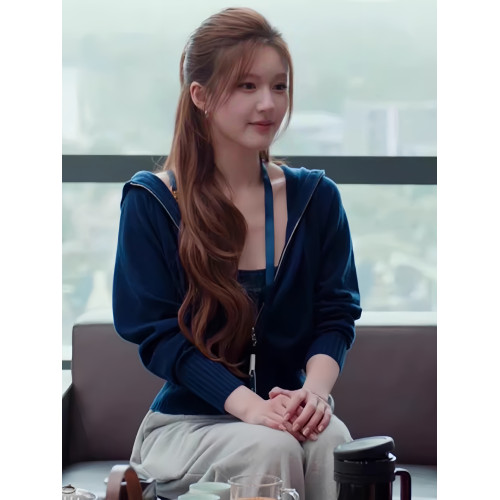 許我耀眼趙露思許妍同款拉鍊連帽毛衣外套女秋冬季設計感短款上衣