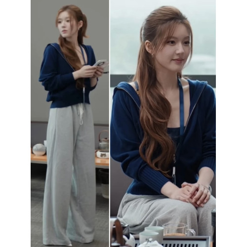 許我耀眼趙露思許妍同款拉鍊連帽毛衣外套女秋冬季設計感短款上衣