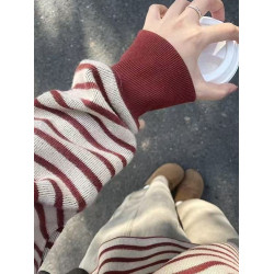 美式oversize條紋圓領衛衣女春秋2025新款爆款寬松獨特超好看上衣