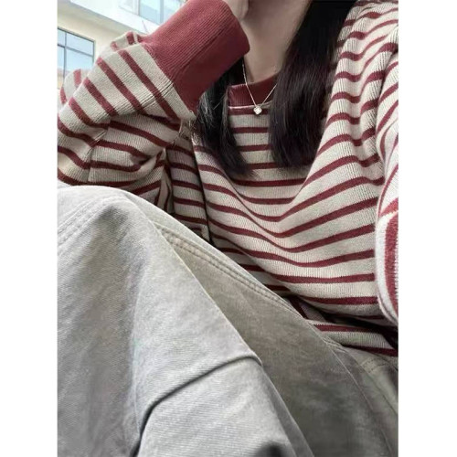 美式oversize條紋圓領衛衣女春秋2025新款爆款寬松獨特超好看上衣 美式oversize條紋圓領衛衣女春秋2025新款爆款寬松獨特超好看上衣