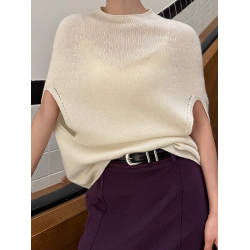 鬭篷氣質無袖毛衣針織衫女秋季高級感小衆輕奢寬松顯瘦休閒上衣