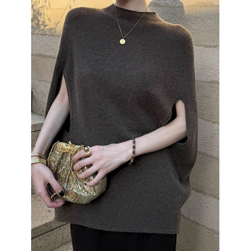 鬭篷氣質無袖毛衣針織衫女秋季高級感小衆輕奢寬松顯瘦休閒上衣 鬭篷氣質無袖毛衣針織衫女秋季高級感小衆輕奢寬松顯瘦休閒上衣