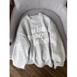 美式復古字母提花灰色毛衣女秋冬寬松外穿慵懶風圓領軟糯針織上衣