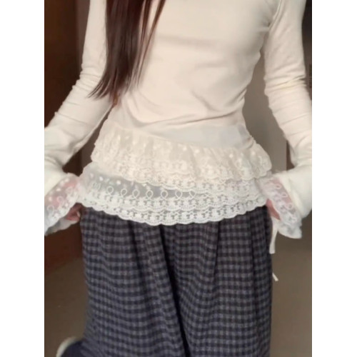 韓系純欲蕾絲半高領長袖毛衣女秋冬小個子套頭修身顯瘦打底衫上衣 韓系純欲蕾絲半高領長袖毛衣女秋冬小個子套頭修身顯瘦打底衫上衣