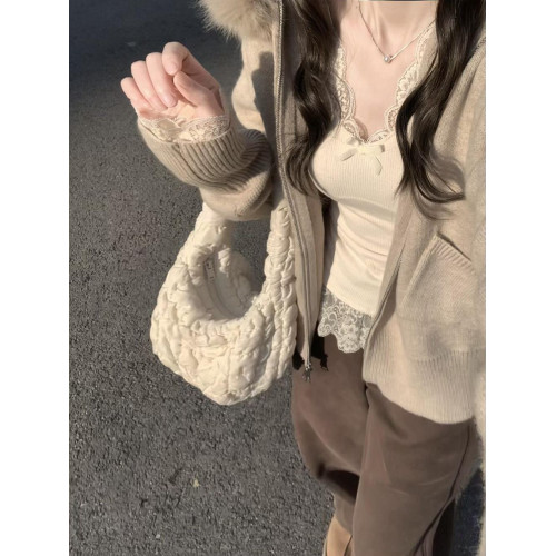 純欲風蝴蝶結設計感長袖t恤女春秋bm風蕾絲花邊修身內搭保暖上衣