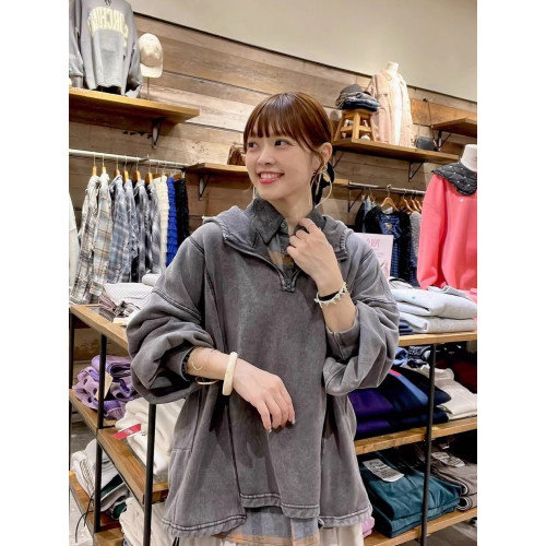 日系早秋niko and半拉鍊薄絨連帽水洗做舊衛衣日單百搭原宿風休閒 日系早秋niko and半拉鍊薄絨連帽水洗做舊衛衣日單百搭原宿風休閒