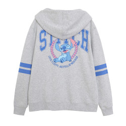 春秋季灰色卡通字母前後印花衛衣女連帽薄絨寬松拉鍊開衫外套