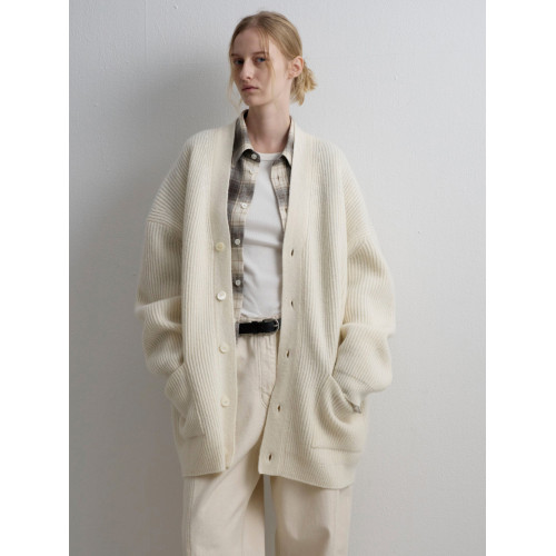 秋冬慵懶黑色v領羊毛中長款針織外套毛衣女2025新款法式開衫上衣