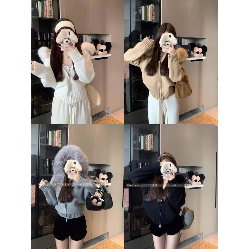 甜美風毛毛領長袖針織衫外套女秋季2025新款寬松顯瘦小衆百搭上衣 甜美風毛毛領長袖針織衫外套女秋季2025新款寬松顯瘦小衆百搭上衣