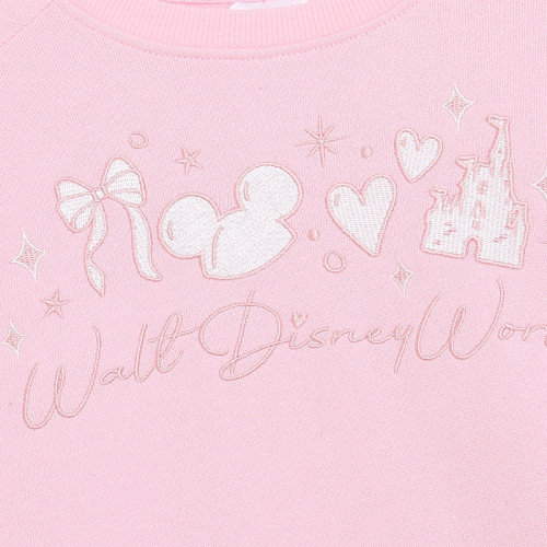 樂園款~純色重工刺綉 卡通字母圓領長袖衛衣女套頭大碼上衣粉 樂園款~純色重工刺綉 卡通字母圓領長袖衛衣女套頭大碼上衣粉