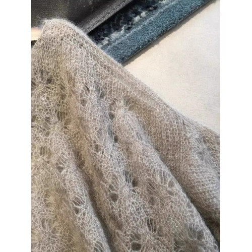 高級感鏤空咖色毛衣女2025春秋軟糯慵懶馬海毛減齡百搭套頭上衣