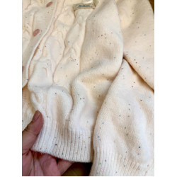 蕾絲溫柔針織衫甜美拼接娃娃毛衣秋冬新款花邊針織開衫外套上衣