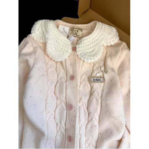 蕾絲溫柔針織衫甜美拼接娃娃毛衣秋冬新款花邊針織開衫外套上衣