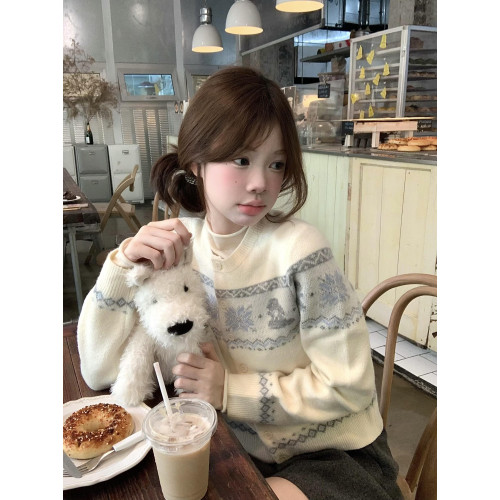 早秋氛圍感新款韓系復古提花開衫撞色圓領針織外套女寬松外搭毛衣 早秋氛圍感新款韓系復古提花開衫撞色圓領針織外套女寬松外搭毛衣