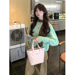 綠色針織開衫毛衣外套女秋冬2025新款韓系氛圍感穿搭小香慵懶上衣