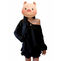 黑色v領蝴蝶結毛衣女秋冬2025新款慵懶風露肩針織上衣設計感小衆