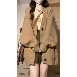 慵懶風軟糯毛衣外套女秋冬季2025新爆款針織開衫高級感穿搭小個子