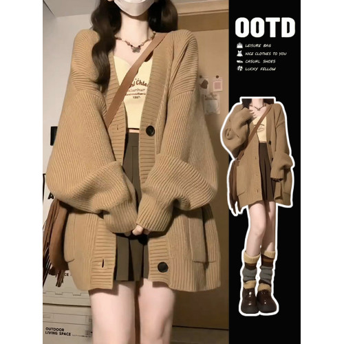 慵懶風軟糯毛衣外套女秋冬季2025新爆款針織開衫高級感穿搭小個子