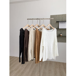 韓版時尚純色簡約鏤空毛衣女2025年秋季新款寬松顯瘦百搭小衆上衣