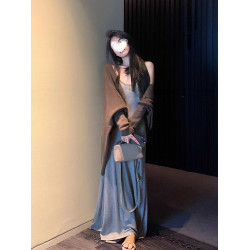 MosesQueen魔西女王蝙蝠袖針織開衫秋冬外搭毛衣外套披肩寬松上衣