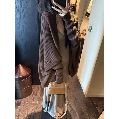 MosesQueen魔西女王蝙蝠袖針織開衫秋冬外搭毛衣外套披肩寬松上衣