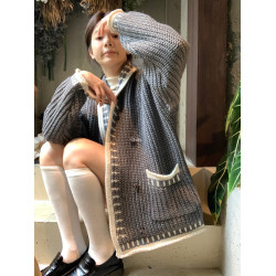 Hers整件很厚實！韓系休閒慵懶風V領大毛衣開衫外套2025秋冬保暖