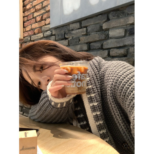 Hers整件很厚實！韓系休閒慵懶風V領大毛衣開衫外套2025秋冬保暖