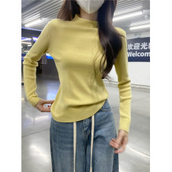 PPHOME一體絨加厚半高領純色針織衫女秋冬保暖打底衫修身內搭上衣