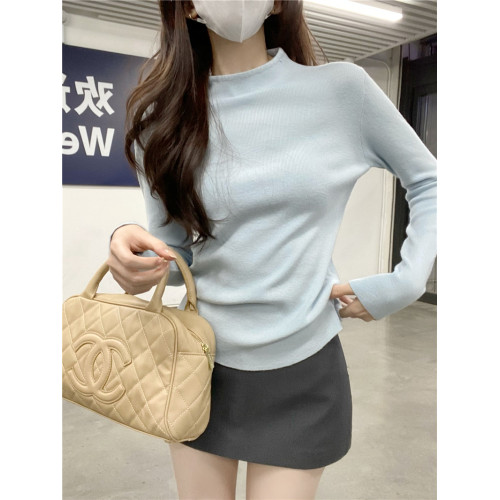 PPHOME一體絨加厚半高領純色針織衫女秋冬保暖打底衫修身內搭上衣