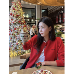 韓代@over* 顔色版型超正！軟糯有厚度刺綉布標復古針織毛衣開衫