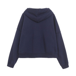 樂園款重工刺綉~字母連帽加絨套頭衛衣女寬松大碼休閒潮高腰上衣