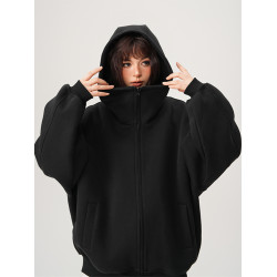 美式高街重磅連帽衫外套男女秋季潮牌百搭寬松設計感情侶開衫衛衣