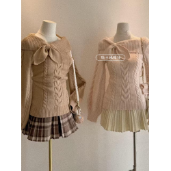 原創古早vintage兔耳結針織衫毛衣女秋冬奈奈風收腰顯瘦校供外套