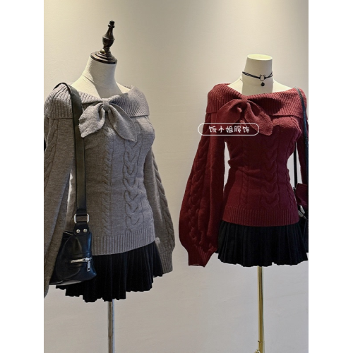 原創古早vintage兔耳結針織衫毛衣女秋冬奈奈風收腰顯瘦校供外套