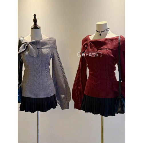 原創古早vintage兔耳結針織衫毛衣女秋冬奈奈風收腰顯瘦校供外套