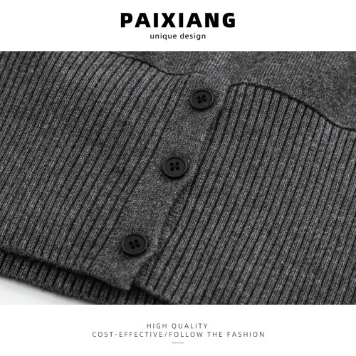 PAIXIANG極簡老錢風假兩件條紋拼接針織衫女秋季曡穿毛衣時髦上衣 PAIXIANG極簡老錢風假兩件條紋拼接針織衫女秋季曡穿毛衣時髦上衣