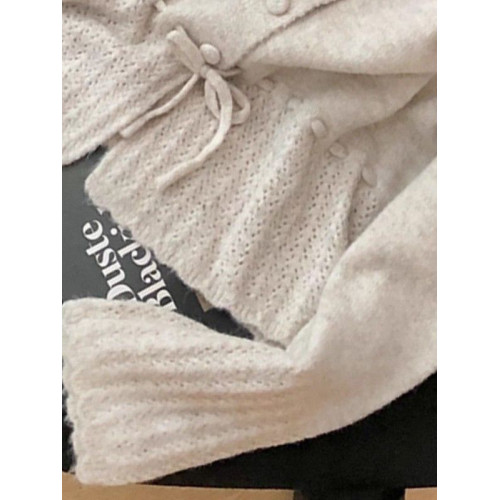 韓系溫柔風荷葉邊針織開衫女2025秋季毛衣長袖收腰顯瘦上衣女外套