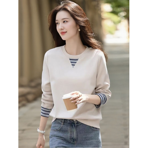 假兩件長袖衛衣女士春秋季2025新款撞色袖百搭外穿小衆不撞款上衣 假兩件長袖衛衣女士春秋季2025新款撞色袖百搭外穿小衆不撞款上衣