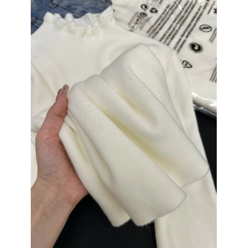 絕美半高領蕾絲針織衫女春季秋冬洋氣曡穿木耳邊內搭打底衫毛衣