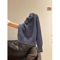 條紋高領加厚套頭毛衣女外套2025秋冬季慵懶風寬松翻領針織衫上衣