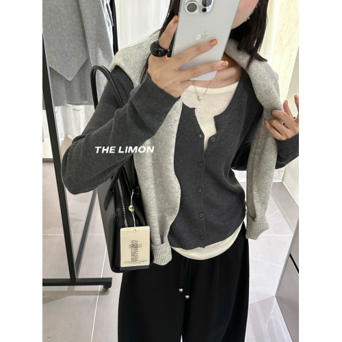 韓系假兩件長袖針織衫女2025新款早秋穿搭松弛感寬松收腰抽繩上衣