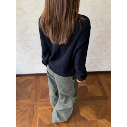 Apocket美式老錢風針織毛衣女cleanfit寬松顯瘦高智感Polo上衣潮